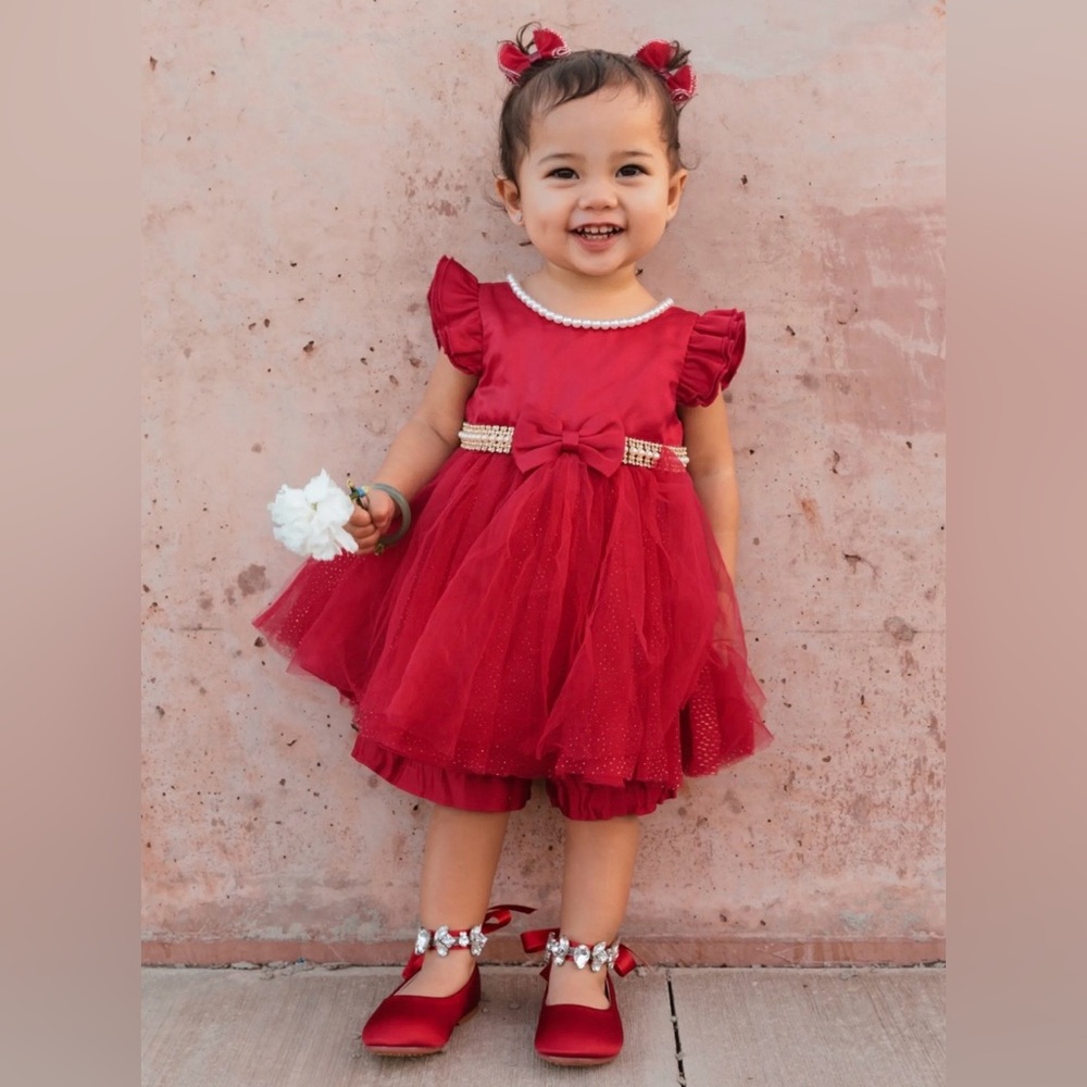 American Princess 2 piece holiday red toddler dress size 24 Classic Sparkle